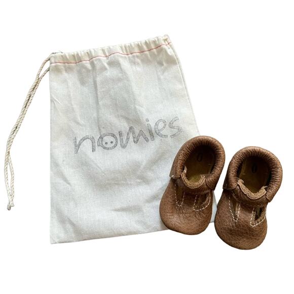 Nomies leather t-strap baby booties, NWT, tan size 0 - Picture 1 of 4